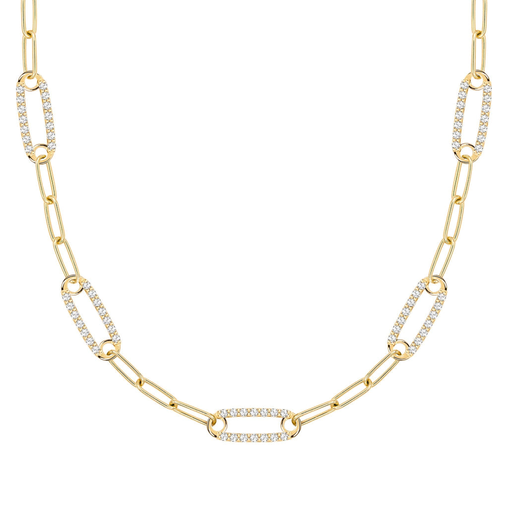 Adelaide 5 Pavé Birthstone Link Necklace in 14k Gold