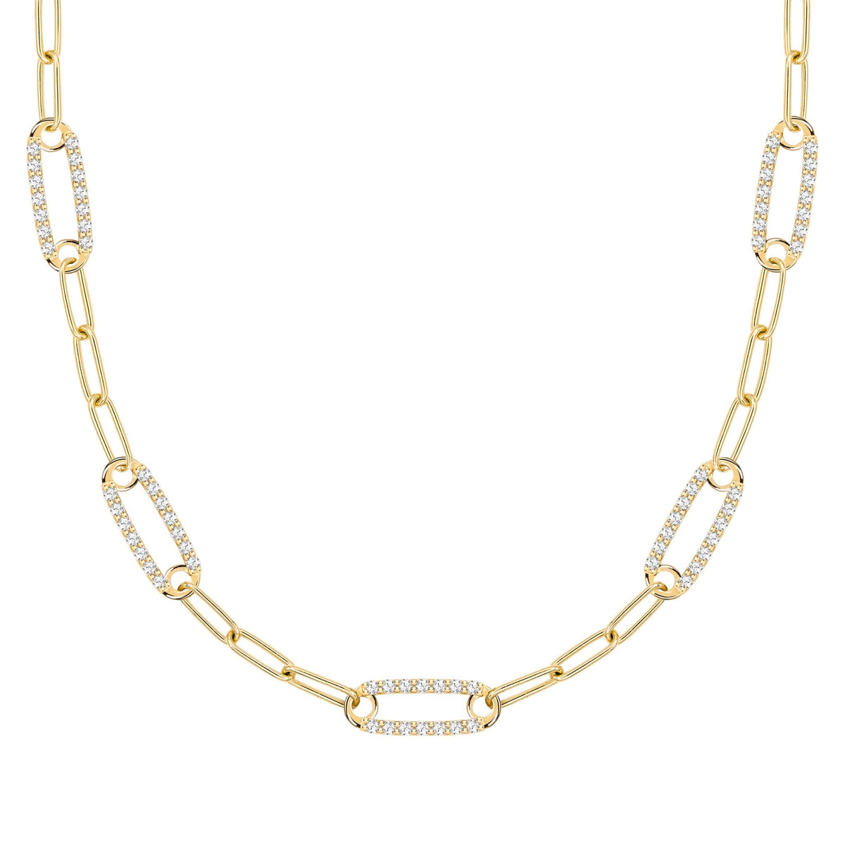 Adelaide 5 Pavé Birthstone Link Necklace in 14k Gold