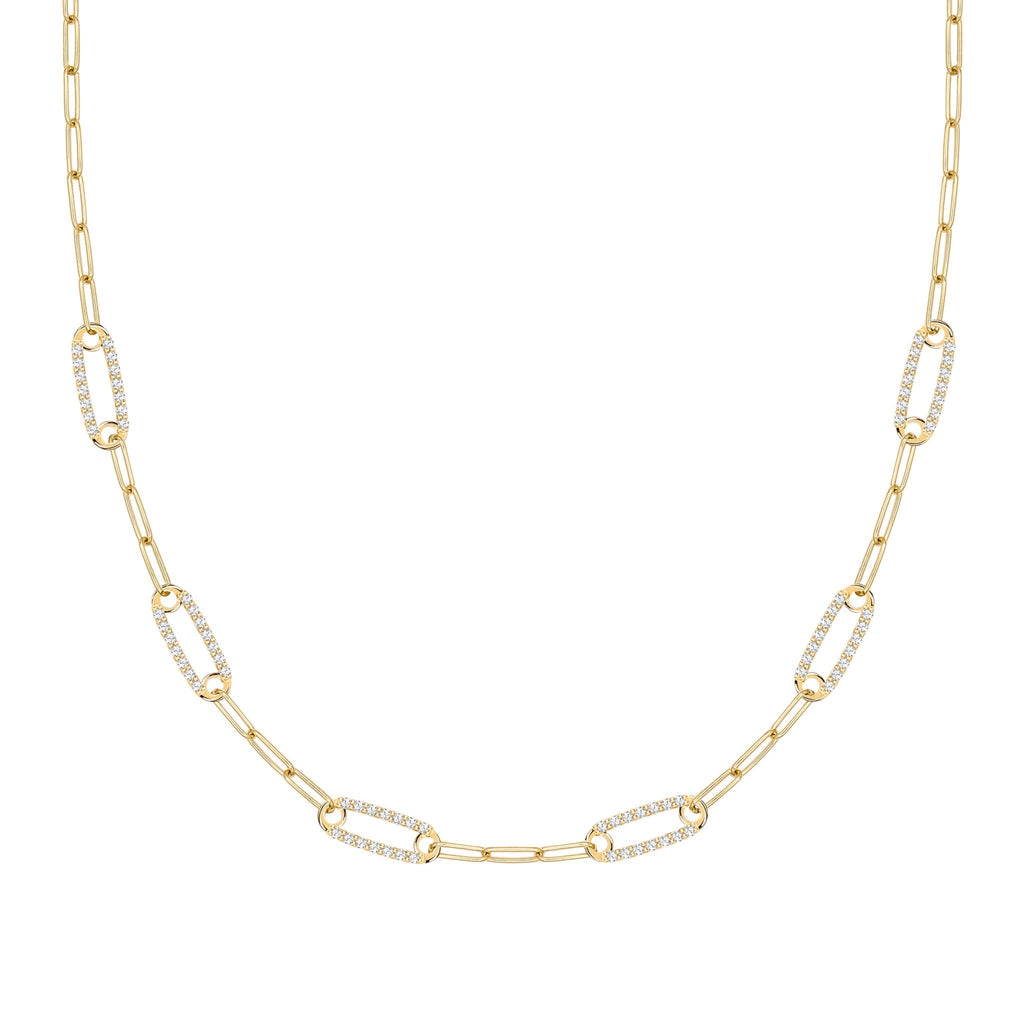 Adelaide 6 Pavé Birthstone Link Necklace in 14k Gold
