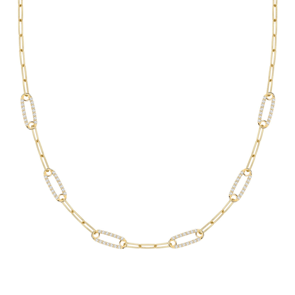 Adelaide 6 Pavé Birthstone Link Necklace in 14k Gold