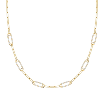 Adelaide 6 Pavé Birthstone Link Necklace in 14k Gold