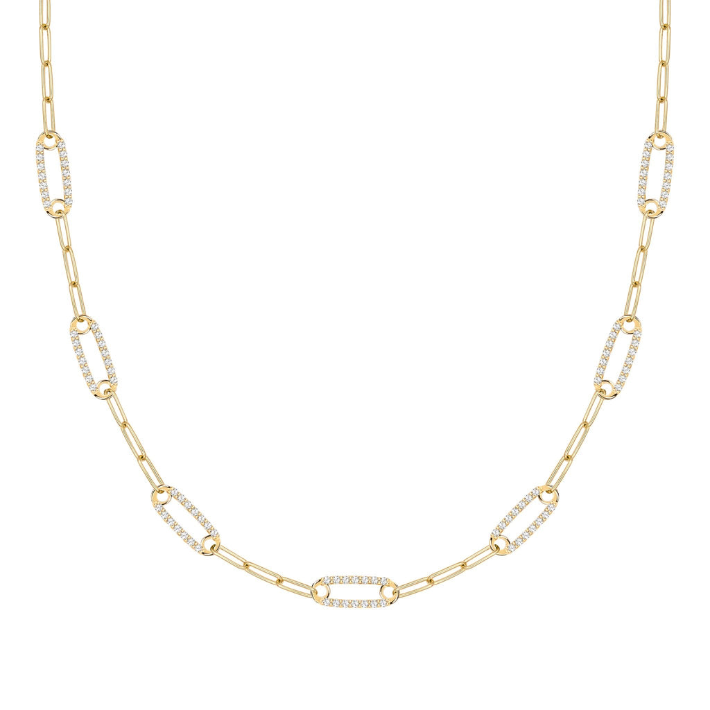 Adelaide 7 Pavé Birthstone Link Necklace in 14k Gold