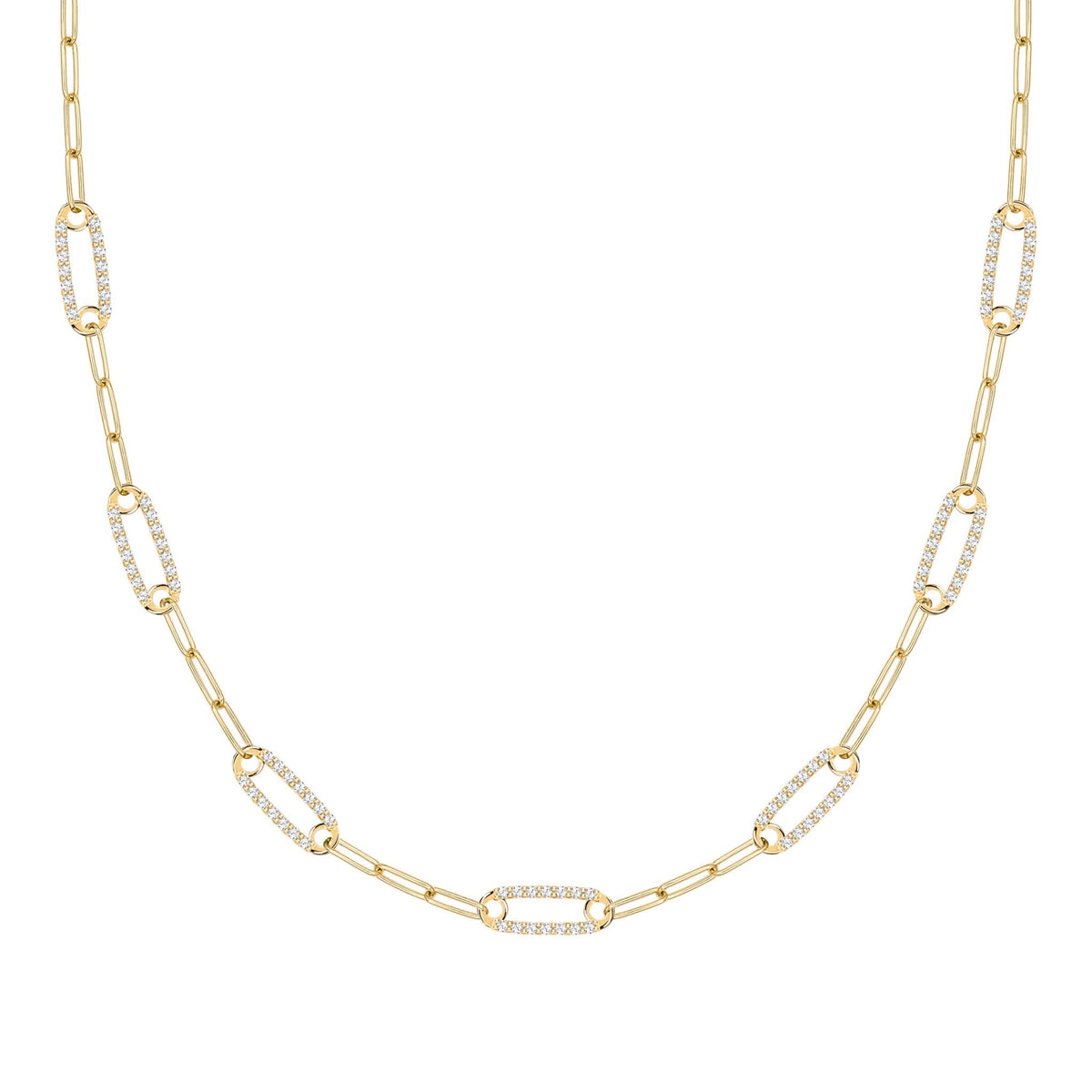 Adelaide 7 Pavé Birthstone Link Necklace in 14k Gold
