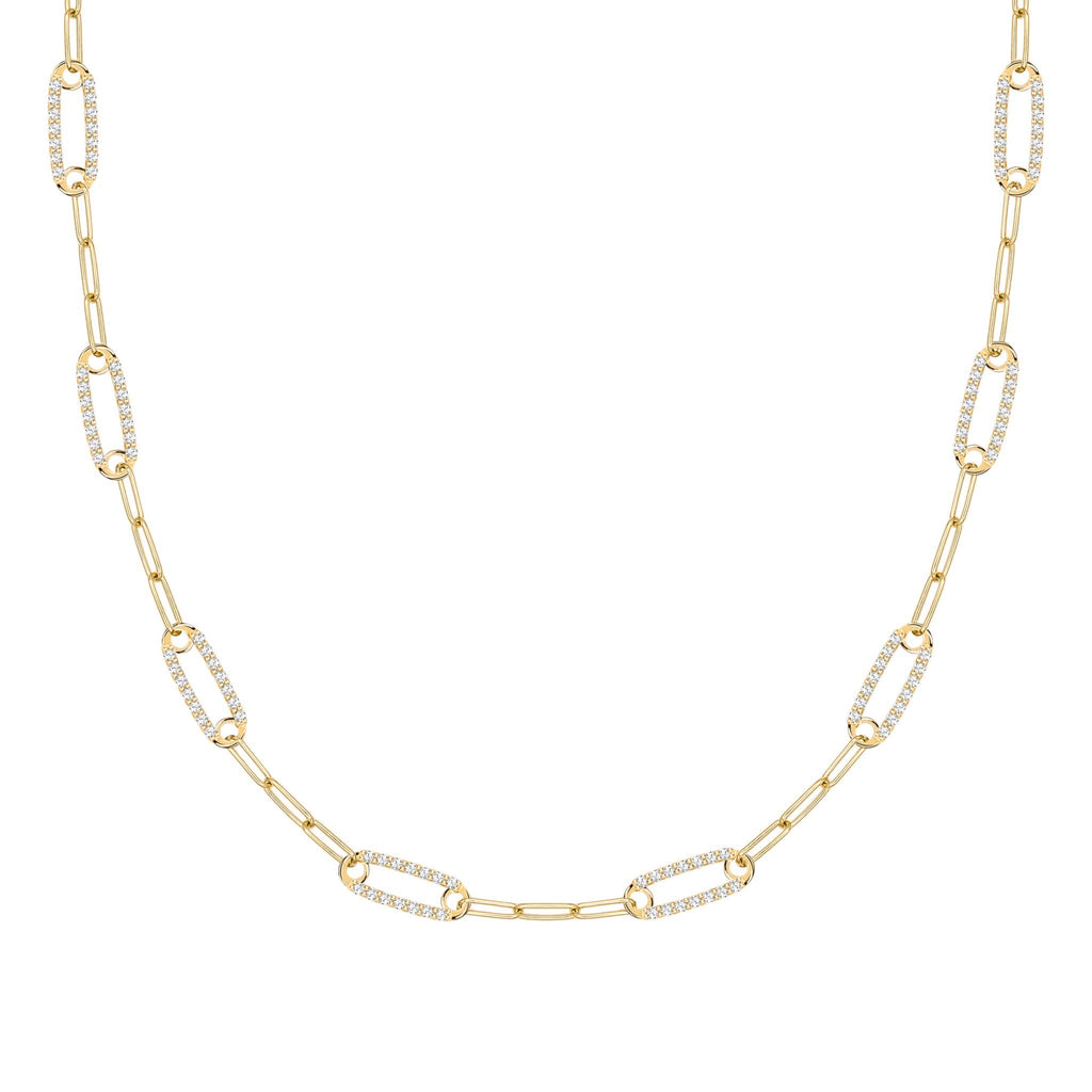 Adelaide 8 Pavé Birthstone Link Necklace in 14k Gold