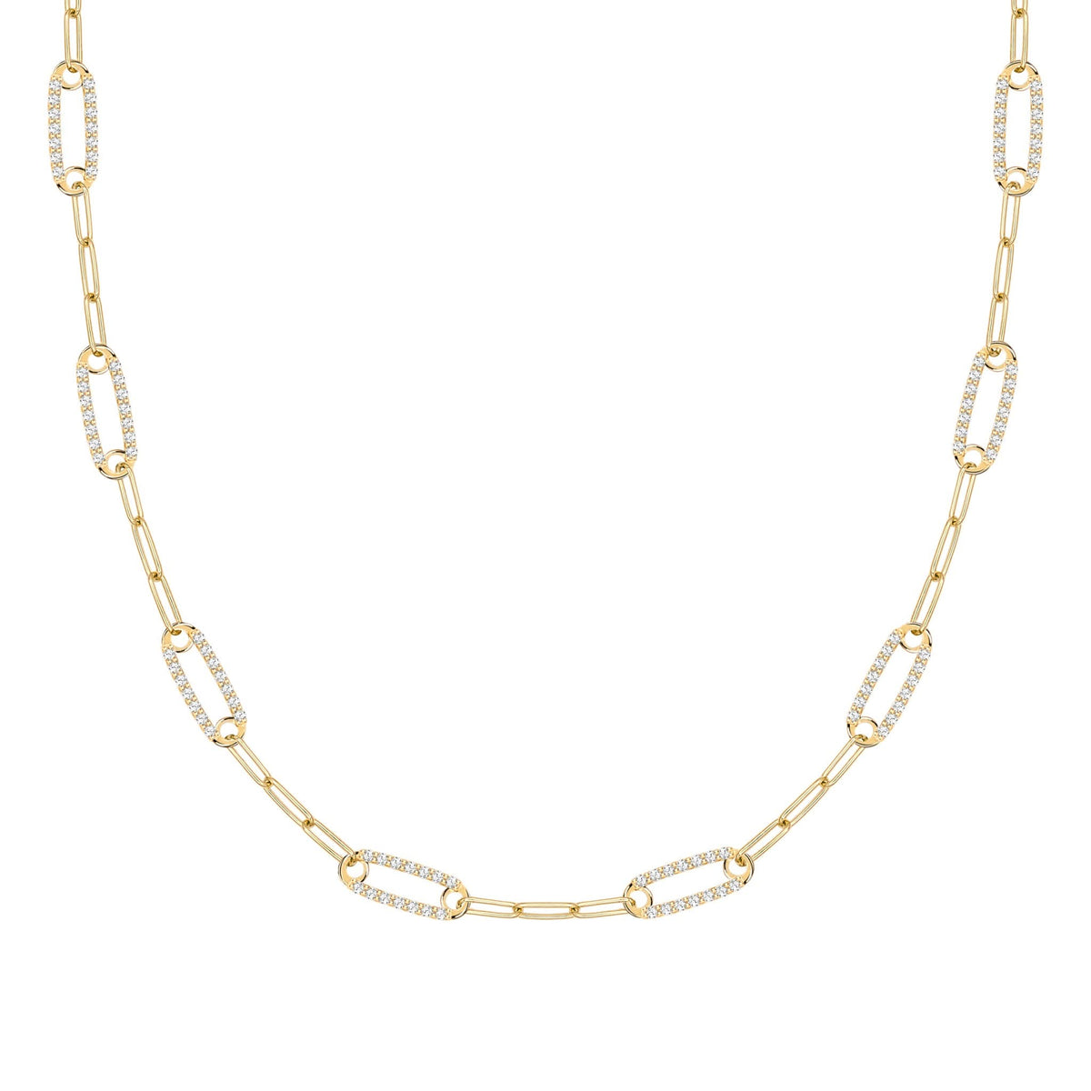 Adelaide 8 Pavé Birthstone Link Necklace in 14k Gold