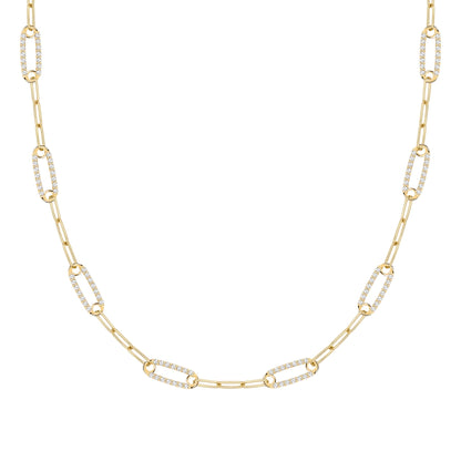 Adelaide 8 Pavé Birthstone Link Necklace in 14k Gold