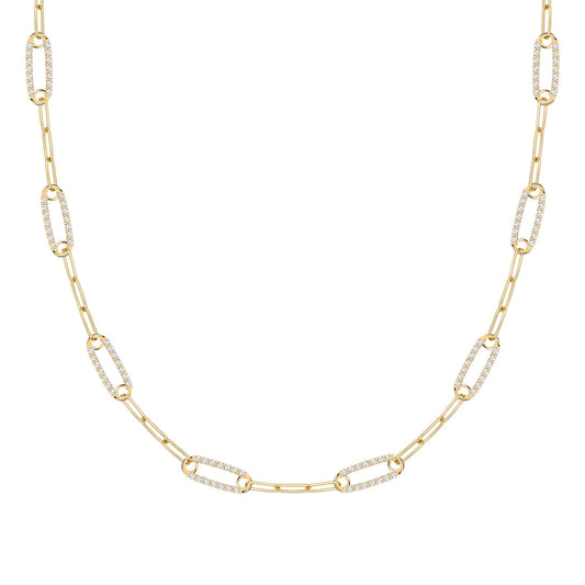 Adelaide 8 Pavé Birthstone Link Necklace in 14k Gold