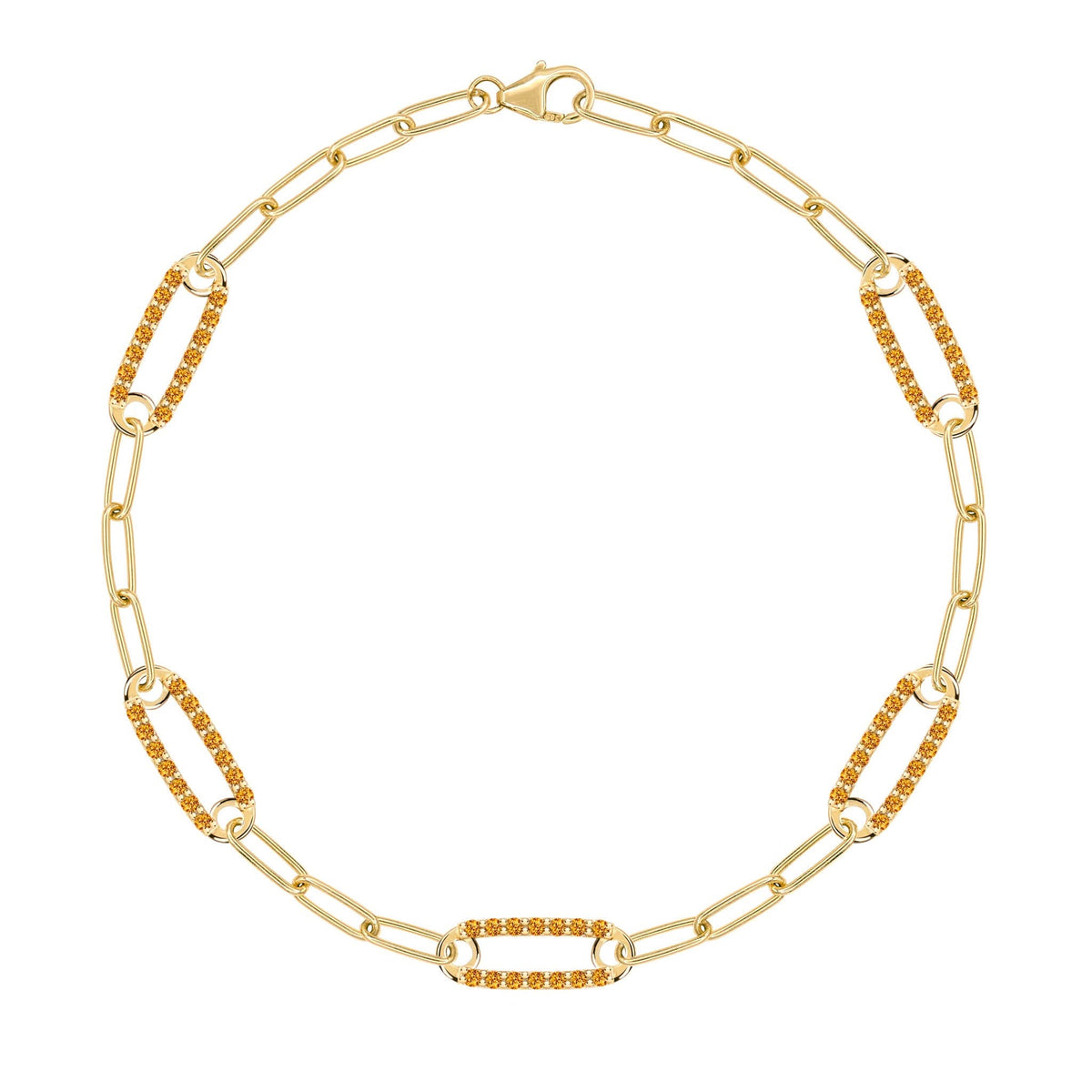 Adelaide 5 Pavé Citrine Link Bracelet in 14k Gold (November)