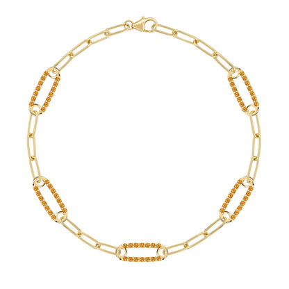 Adelaide 5 Pavé Citrine Link Bracelet in 14k Gold (November)