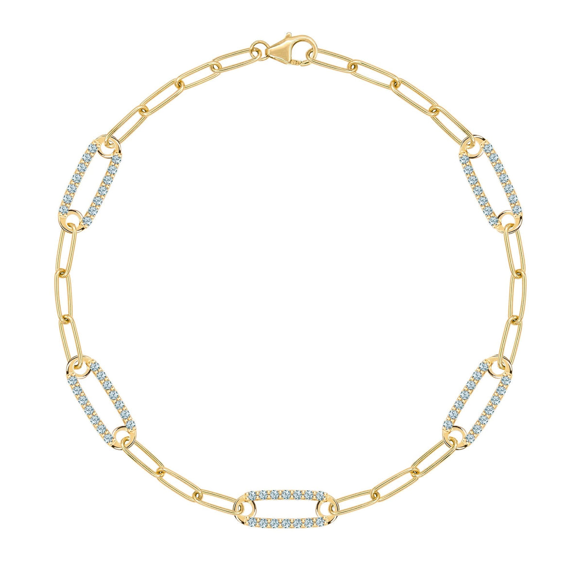 Adelaide 5 Pavé Nantucket Blue Topaz Link Bracelet in 14k Gold (December)