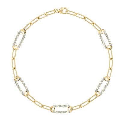 Adelaide 5 Pavé Aquamarine Link Bracelet in 14k Gold (March)