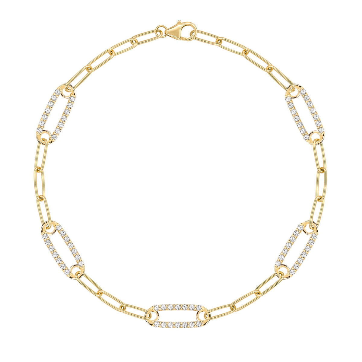 Adelaide 5 Pavé White Topaz Link Bracelet in 14k Gold (April)