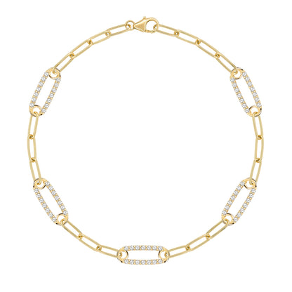 Adelaide 5 Pavé White Topaz Link Bracelet in 14k Gold (April)