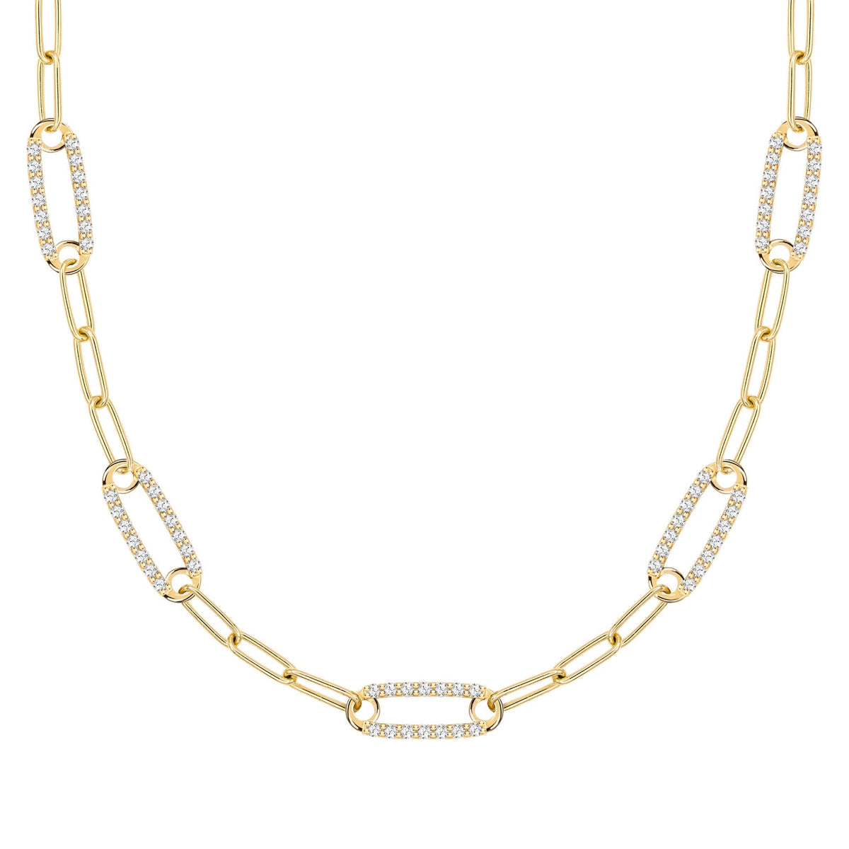 Adelaide 5 Pavé White Topaz Link Necklace in 14k Gold (April)