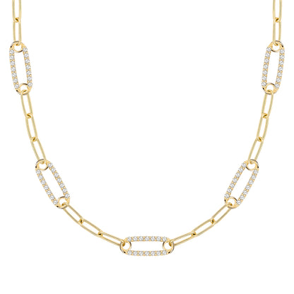 Adelaide 5 Pavé White Topaz Link Necklace in 14k Gold (April)