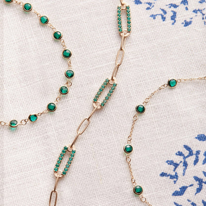 Bayberry 7 Emerald Bracelet in 14k Gold (May)