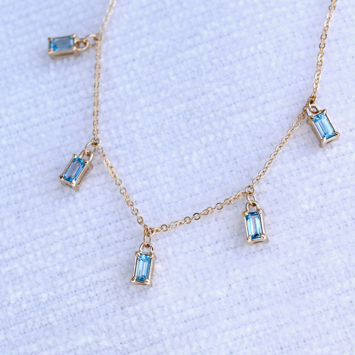 Providence 5 Nantucket Blue Topaz Drop Necklace in 14k Gold (December)