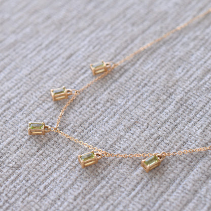 Providence 5 Peridot Drop Necklace in 14k Gold (August)