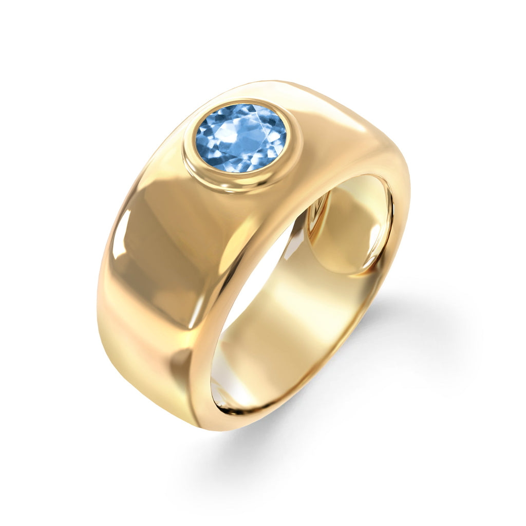 Jamestown Aquamarine Band Ring in 14k Gold (March)