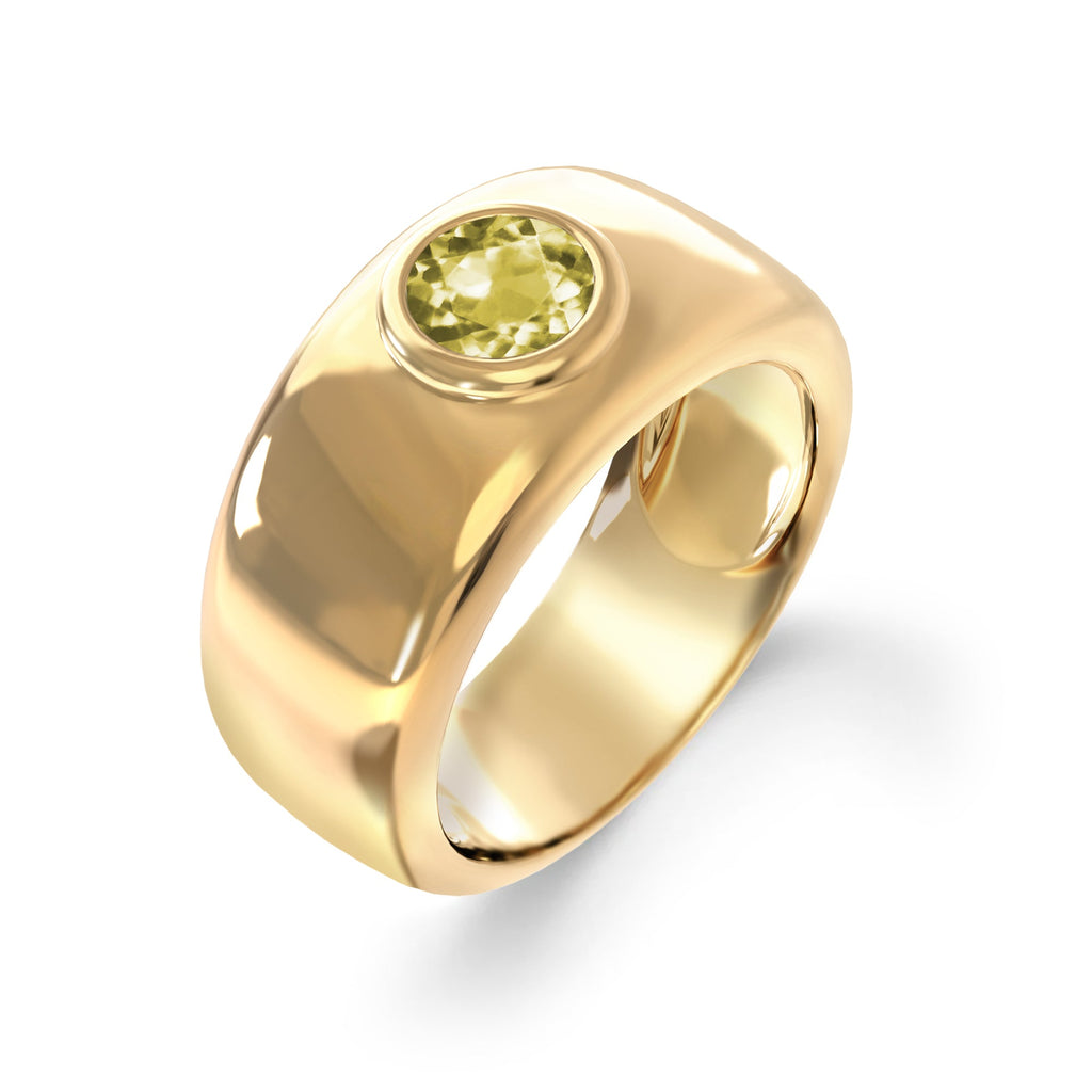 Jamestown Lemon Verbena Quartz Band Ring in 14k Gold (August)