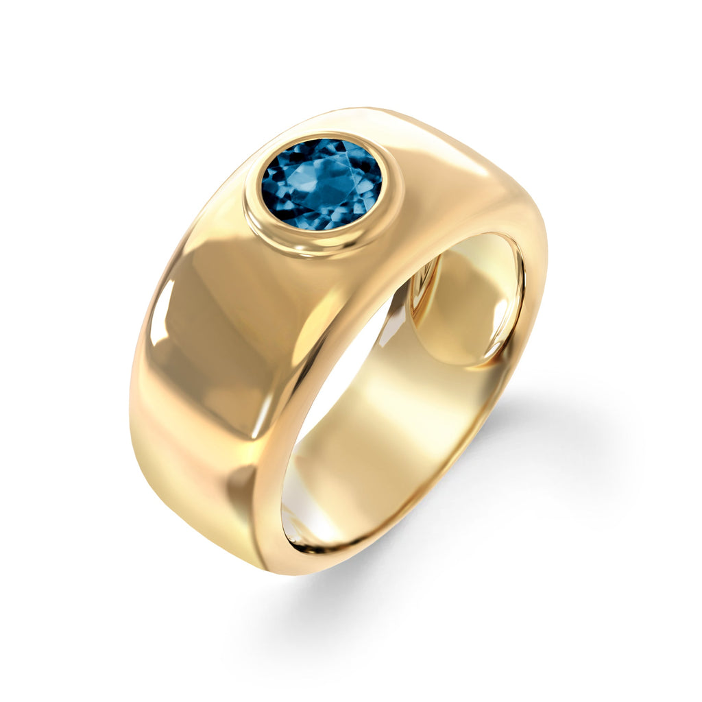 Jamestown Atlantic Blue Topaz Band Ring in 14k Gold (December)