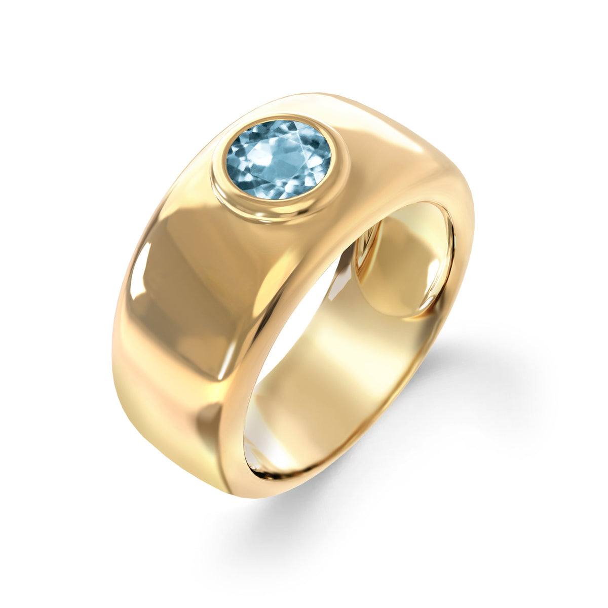 Jamestown Nantucket Blue Topaz Band Ring in 14k Gold (December)