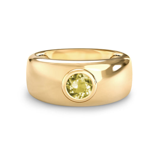 Jamestown Lemon Verbena Quartz Band Ring in 14k Gold (August)
