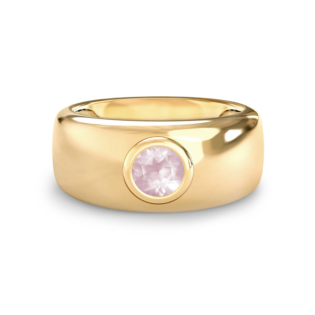 Jamestown Rose Quartz Band Ring in 14k Gold (October)