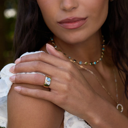 Jamestown Aquamarine Band Ring in 14k Gold (March)