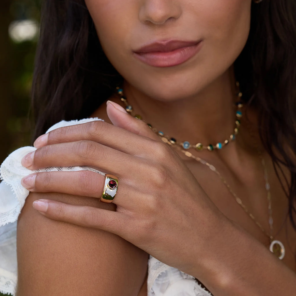 Jamestown Ruby Band Ring in 14k Gold (July)