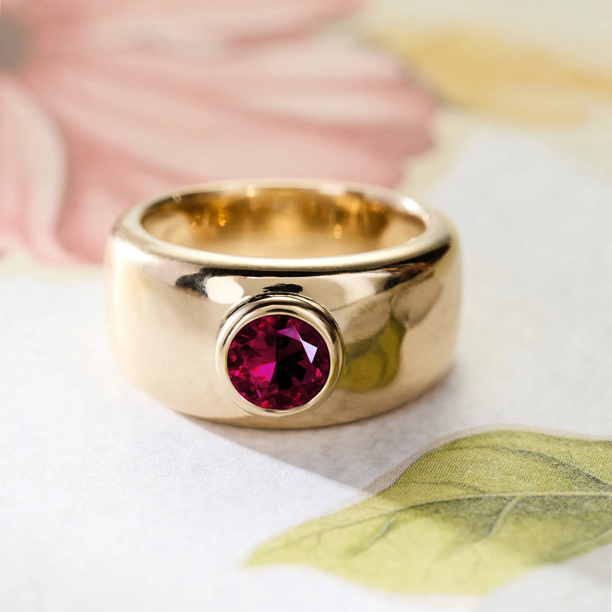 Jamestown Ruby Band Ring in 14k Gold (July)
