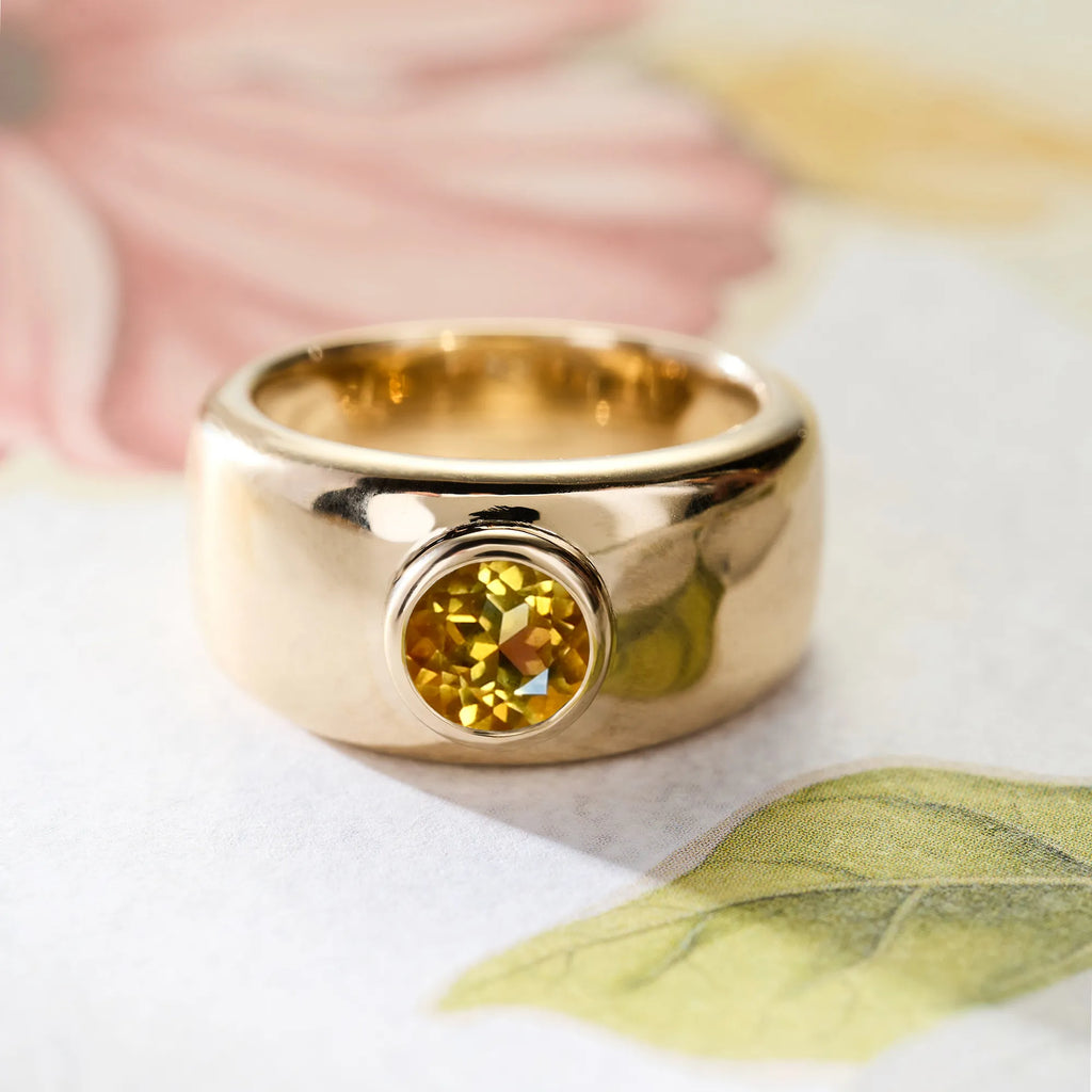 Jamestown Citrine Band Ring in 14k Gold (November)