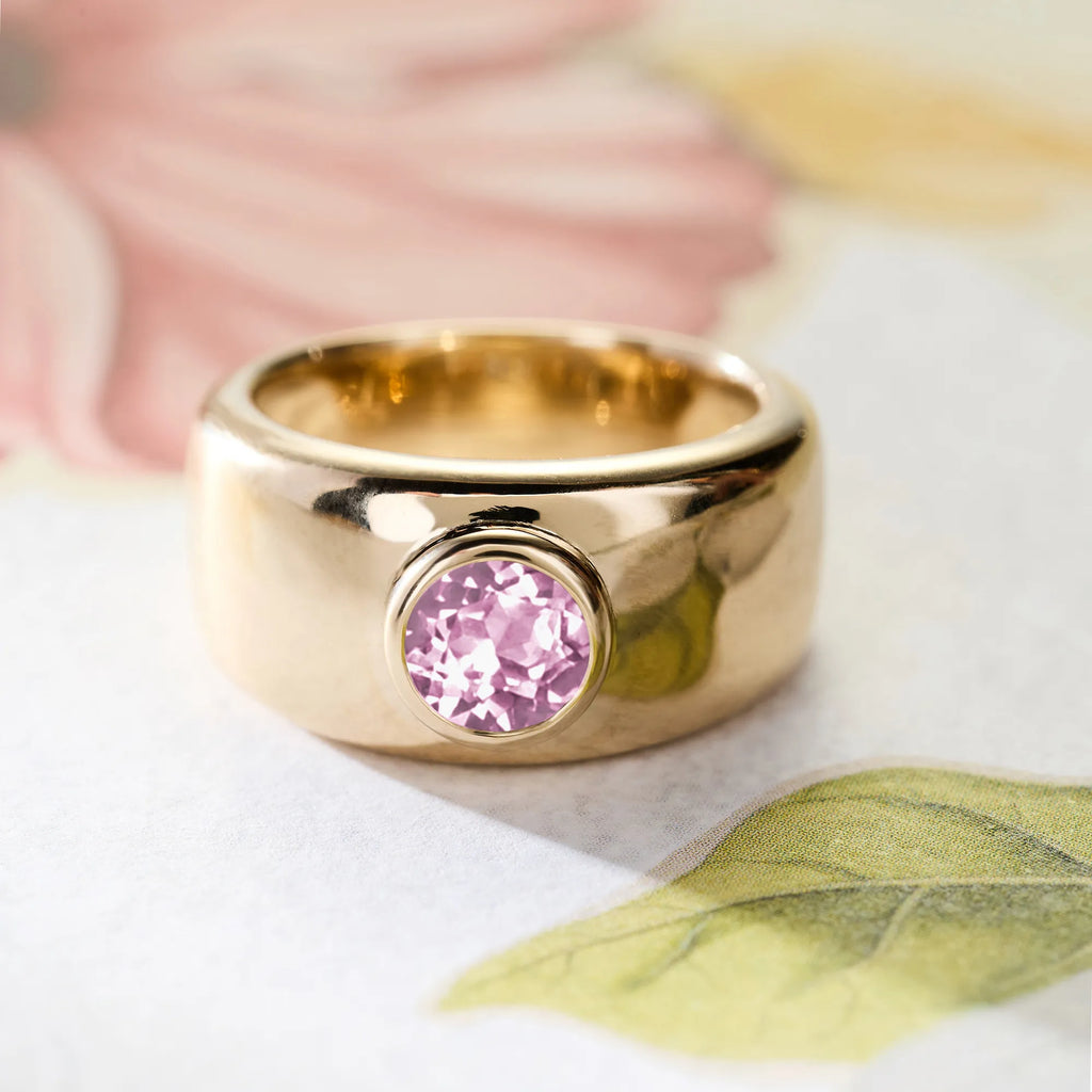 Jamestown Pink Sapphire Band Ring in 14k Gold (October)