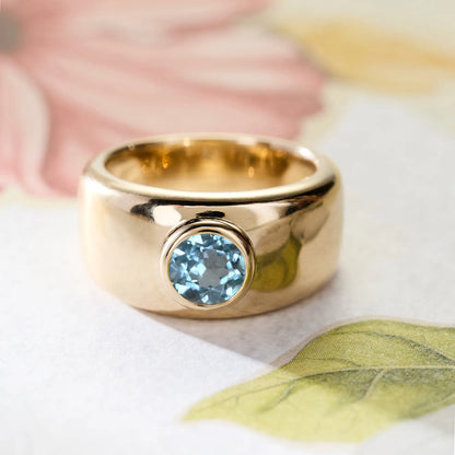 Jamestown Nantucket Blue Topaz Band Ring in 14k Gold (December)