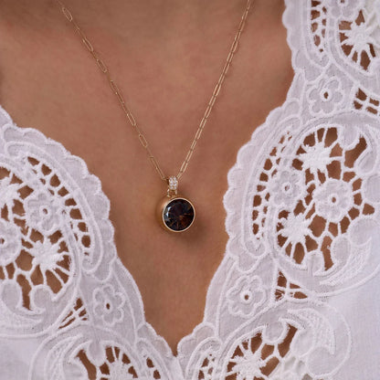 Jamestown Smoky Quartz Pendant with Diamond Bail in 14k Gold (November)