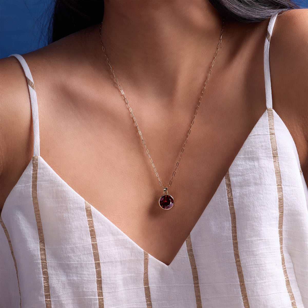 Jamestown Ruby Pendant in 14k Gold (July)
