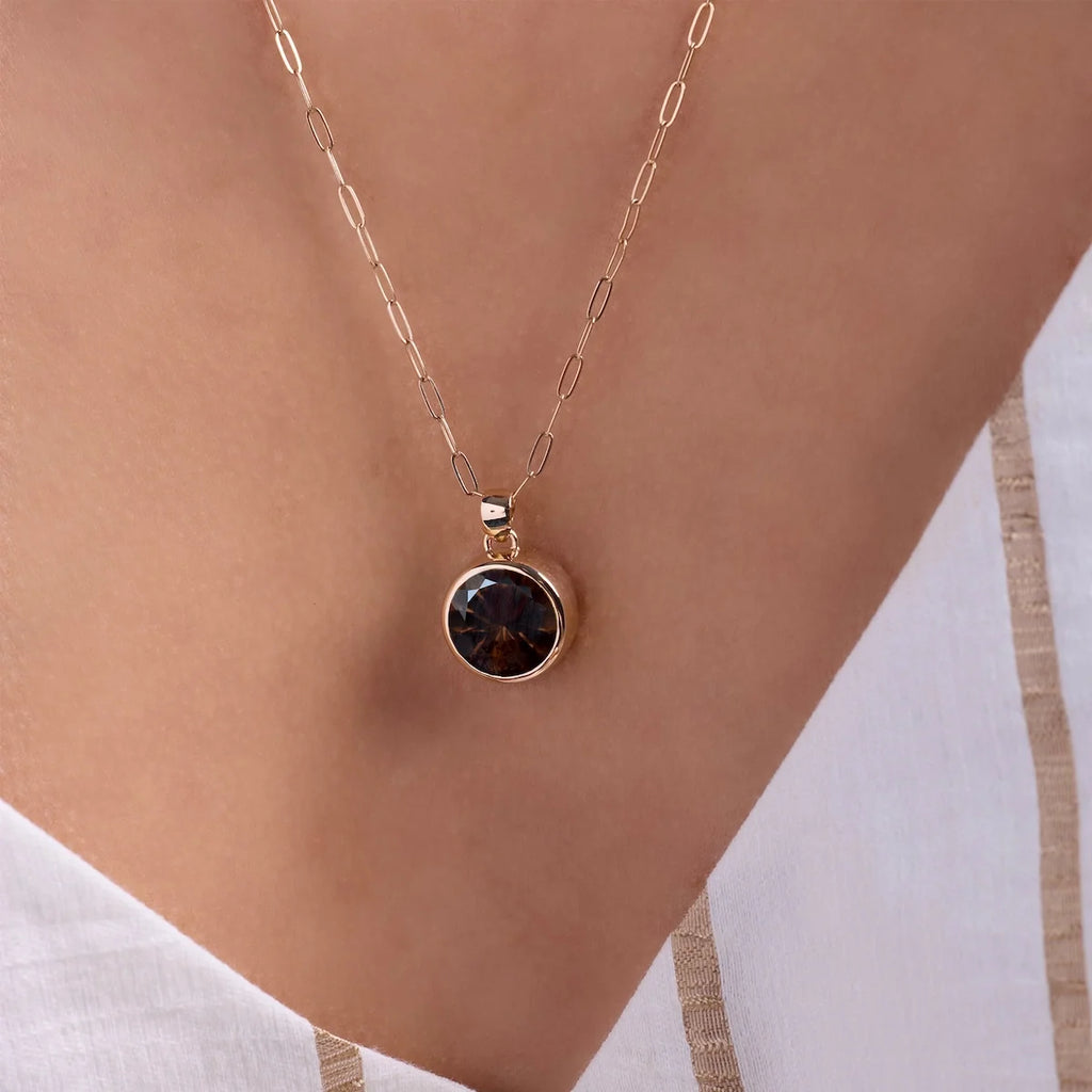 Jamestown Smoky Quartz Pendant in 14k Gold (November)