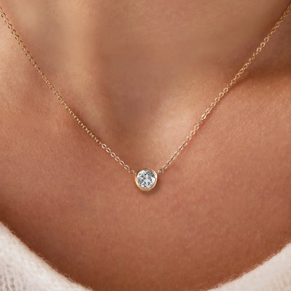 Jamestown White Topaz Solitaire Necklace in 14k Gold (April)