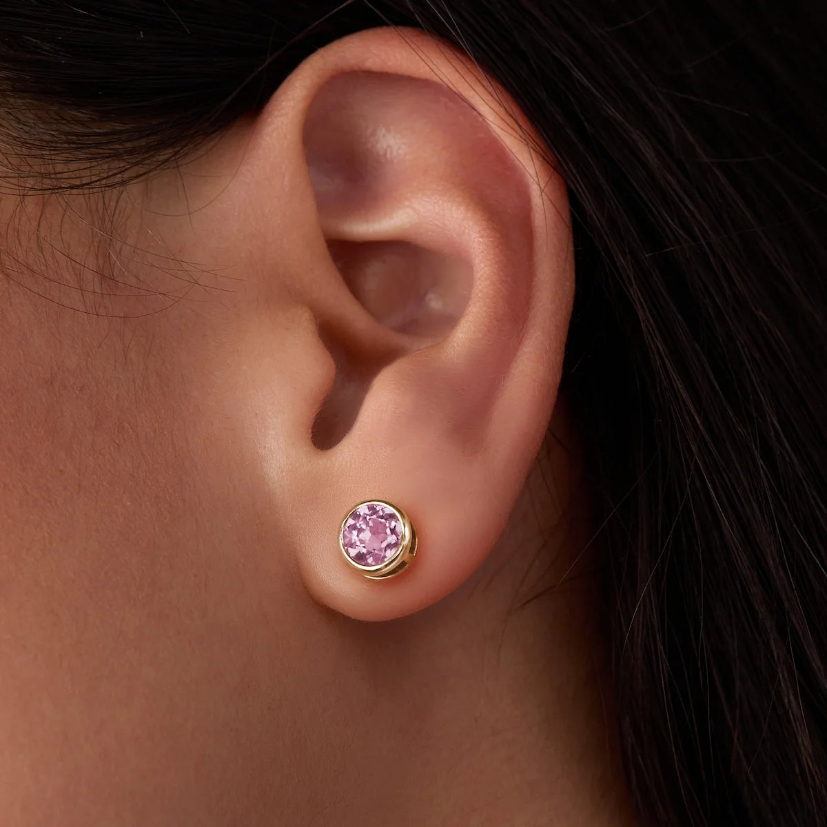 Jamestown Pink Sapphire Stud Earrings in 14k Gold (October)