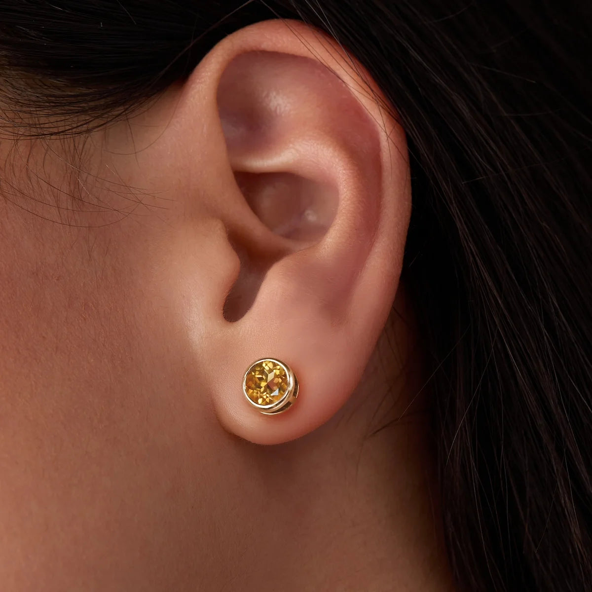 Jamestown Citrine Stud Earrings in 14k Gold (November)