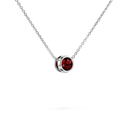 Jamestown Garnet Solitaire Necklace in 14k Gold (January)
