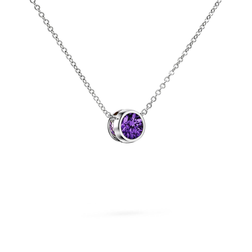 Jamestown Amethyst Solitaire Necklace in 14k Gold (February)