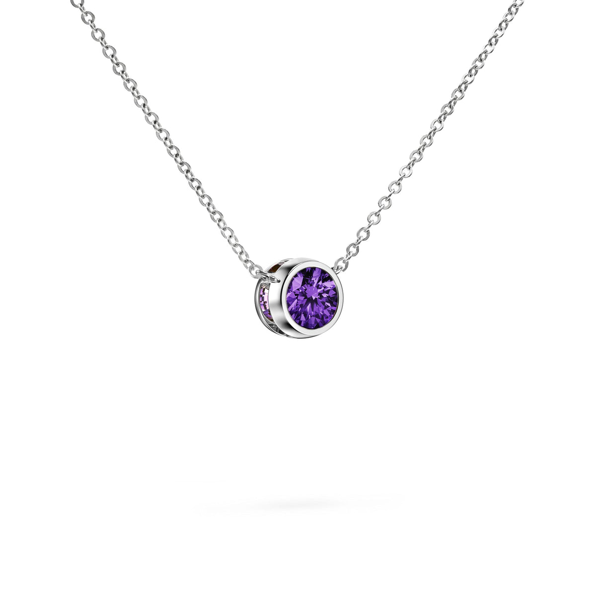 Jamestown Amethyst Solitaire Necklace in 14k Gold (February)