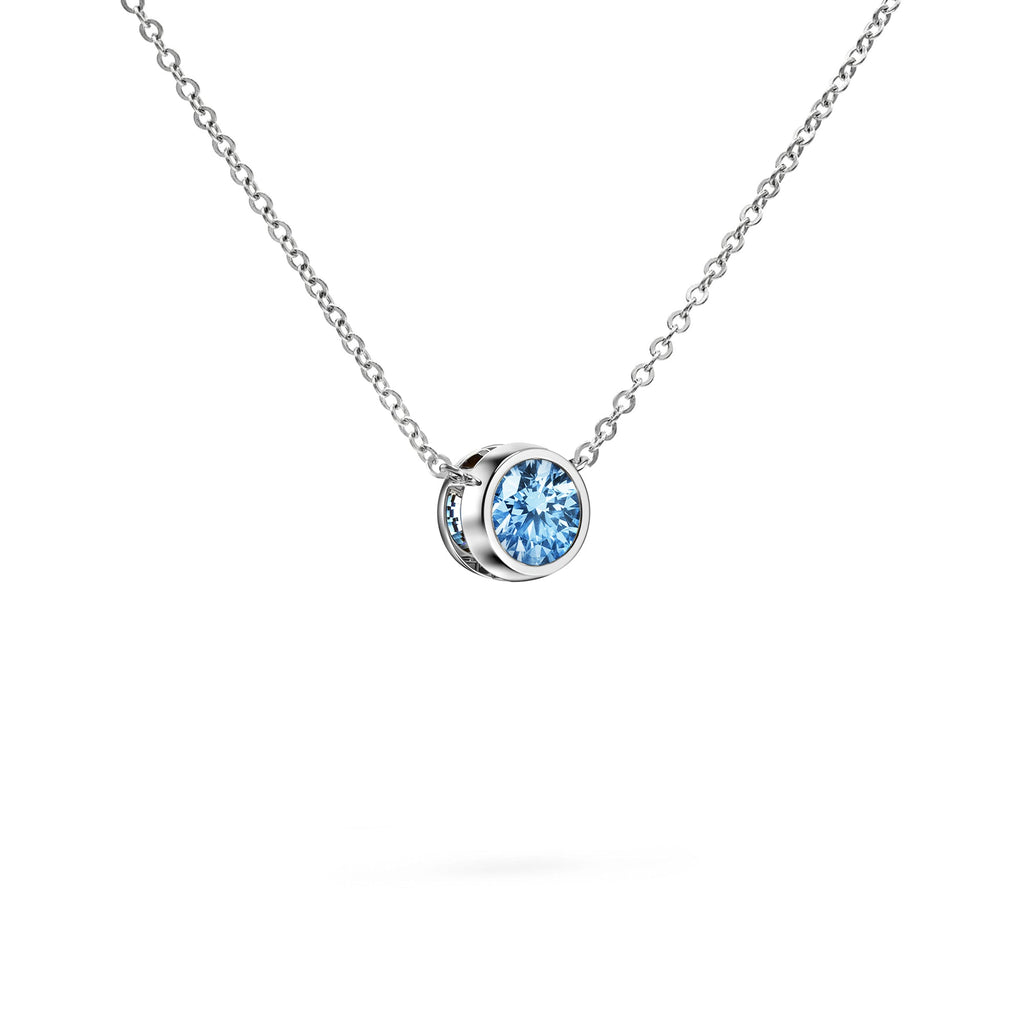 Jamestown Aquamarine Solitaire Necklace in 14k Gold (March)