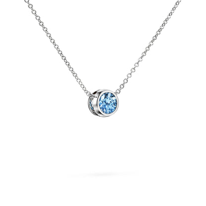 Jamestown Aquamarine Solitaire Necklace in 14k Gold (March)