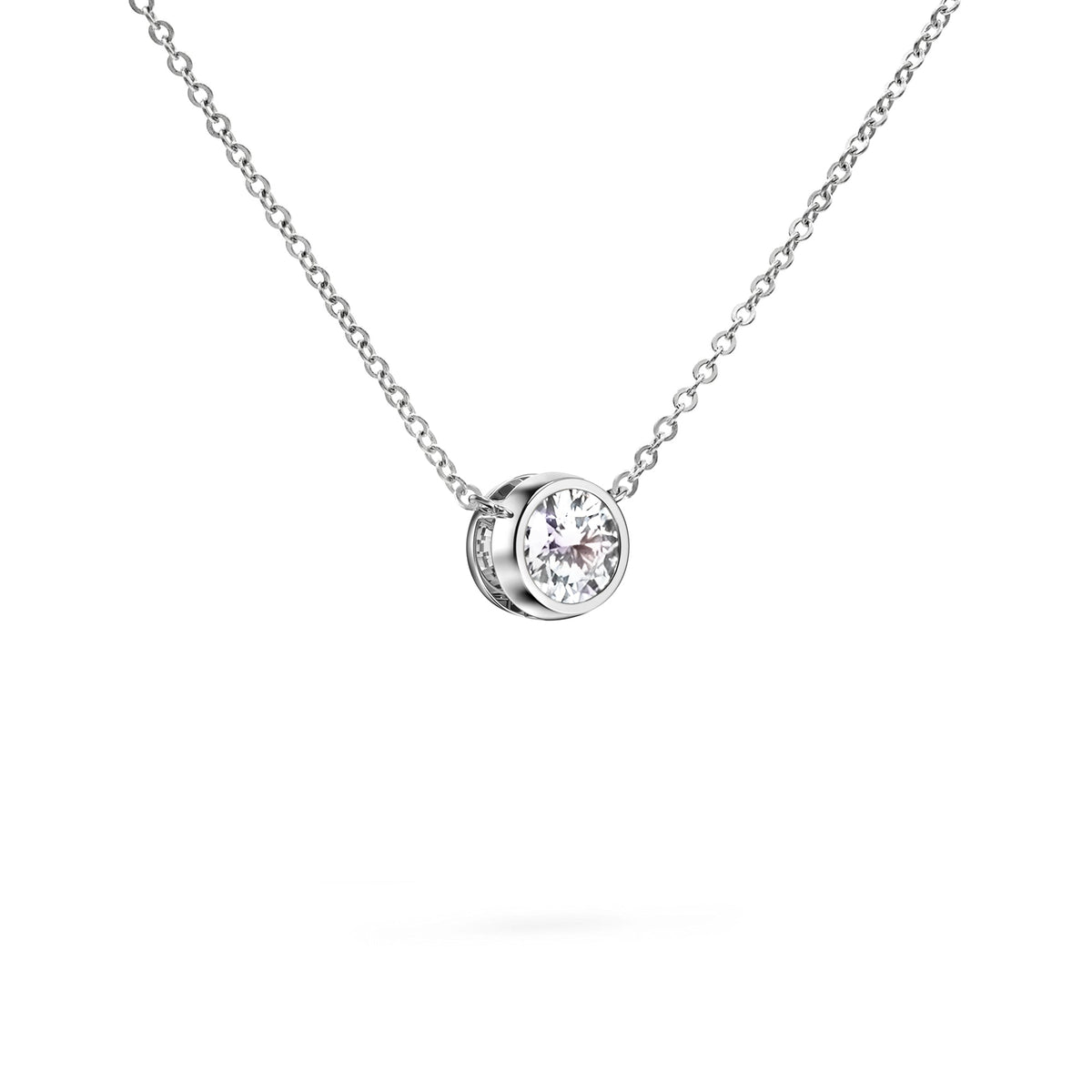 Jamestown Diamond Solitaire Necklace in 14k Gold (April)