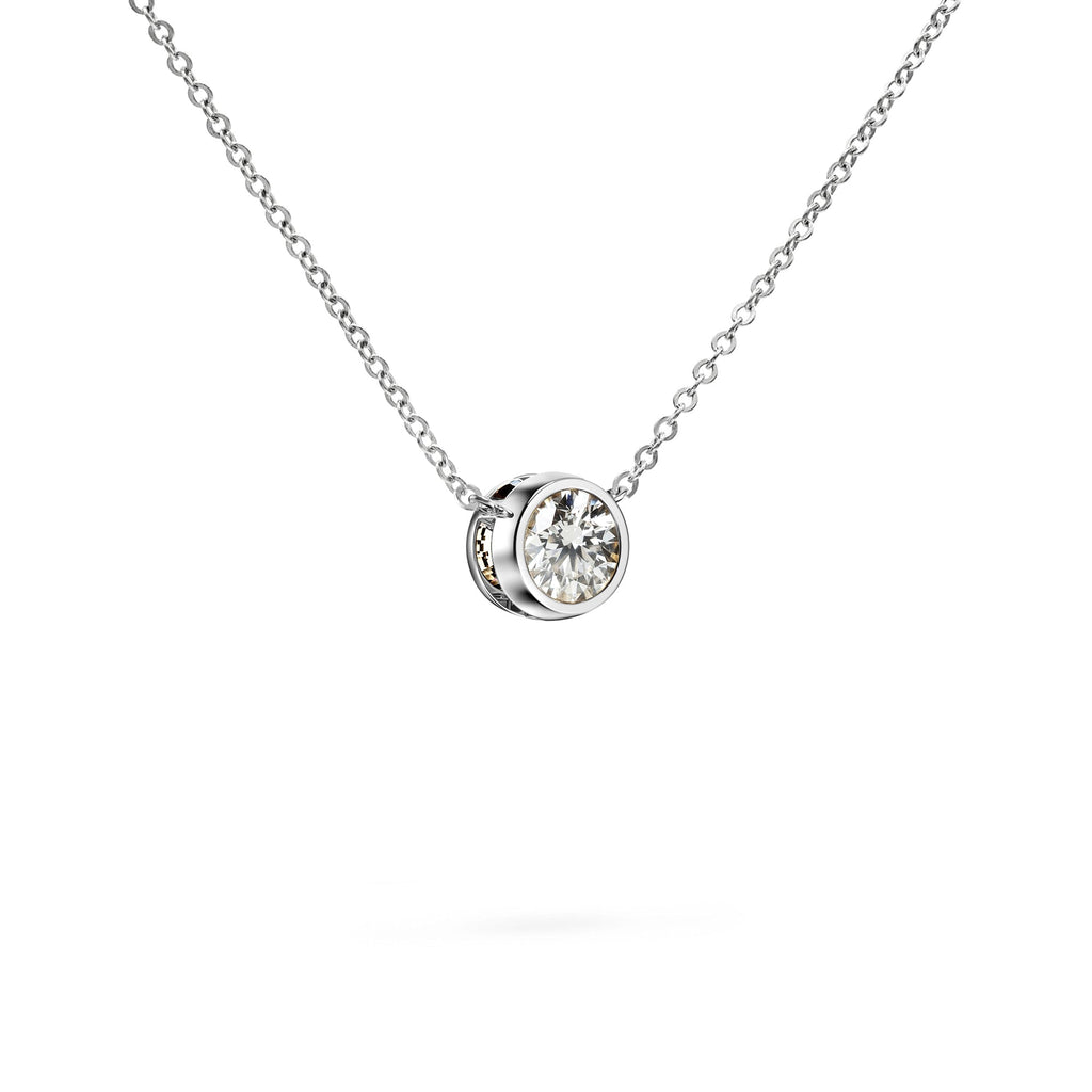 Jamestown White Topaz Solitaire Necklace in 14k Gold (April)