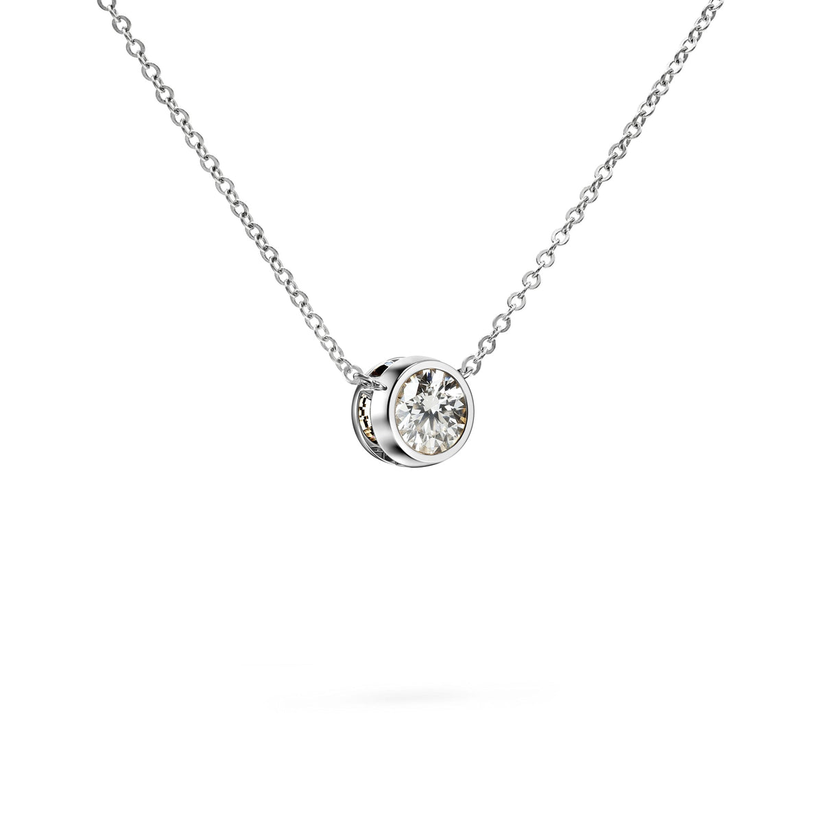 Jamestown White Topaz Solitaire Necklace in 14k Gold (April)