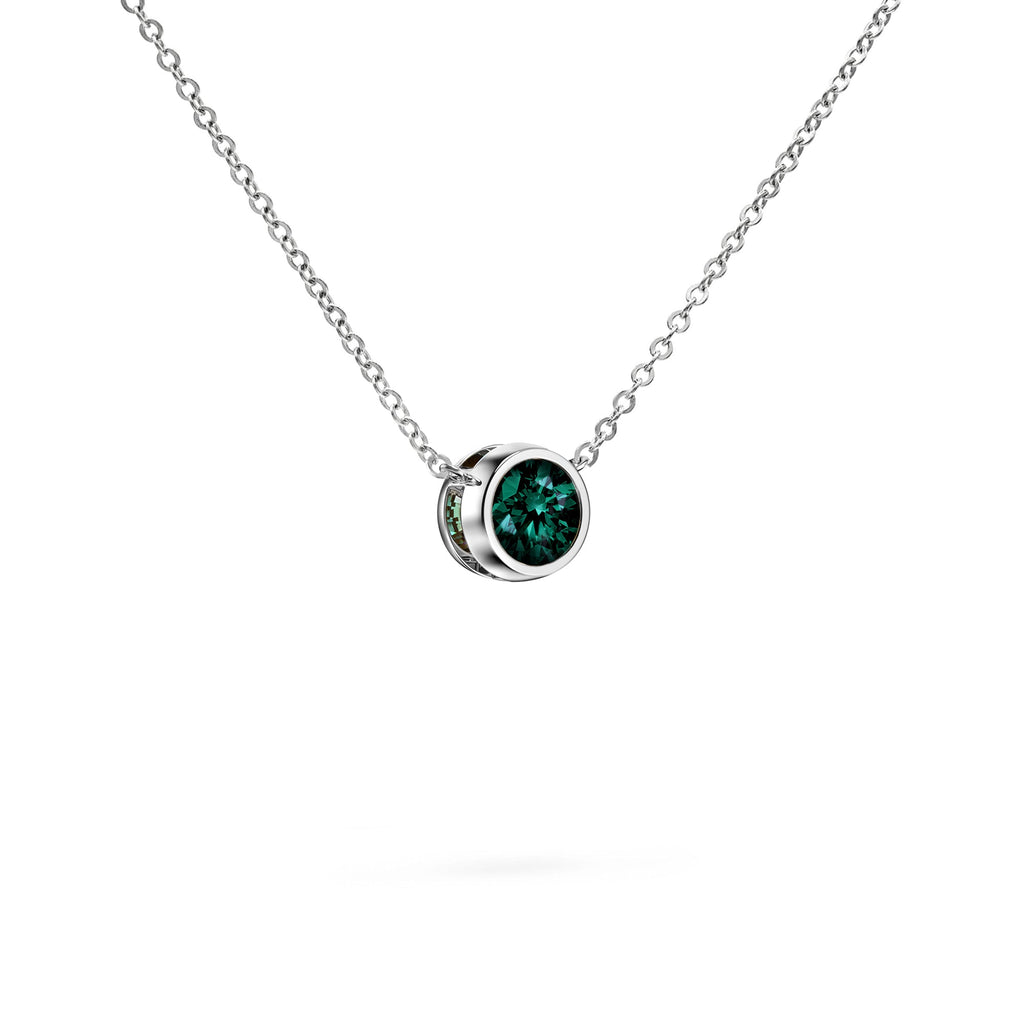 Jamestown Emerald Solitaire Necklace in 14k Gold (May)