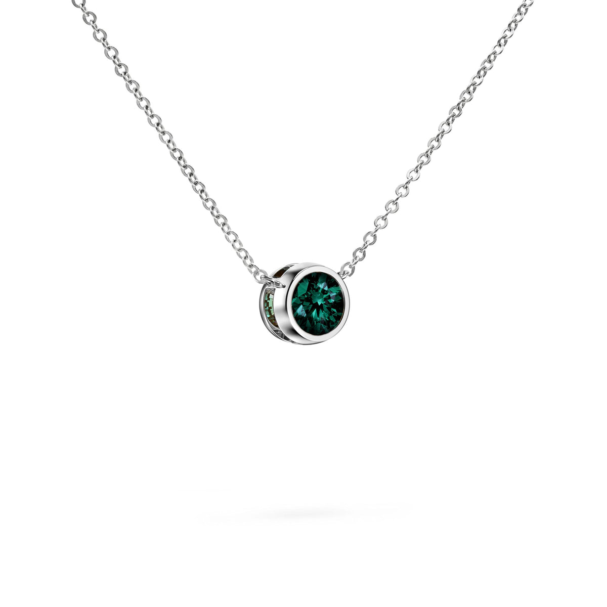 Jamestown Emerald Solitaire Necklace in 14k Gold (May)